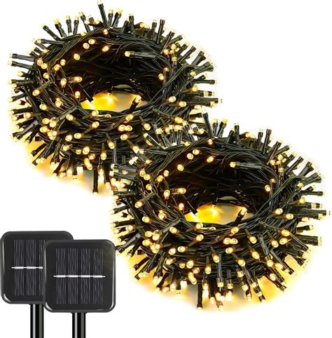 2 Pack Solar String Lights Outdoor, 200 LED Extra.